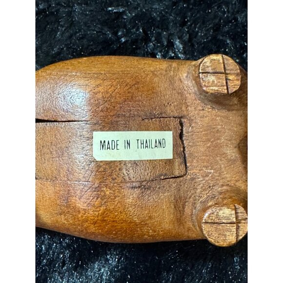 Primitive Hand-Carved Wooden Pig Figurine Made In Thailand - Picture 5 of 8